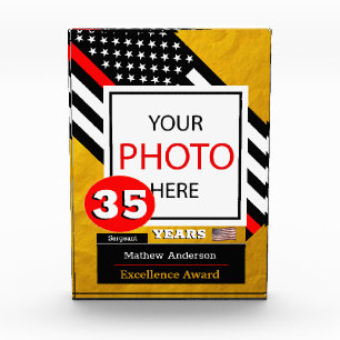 Thin Red Line, Photo & Fireman American Flag Acrylic Award