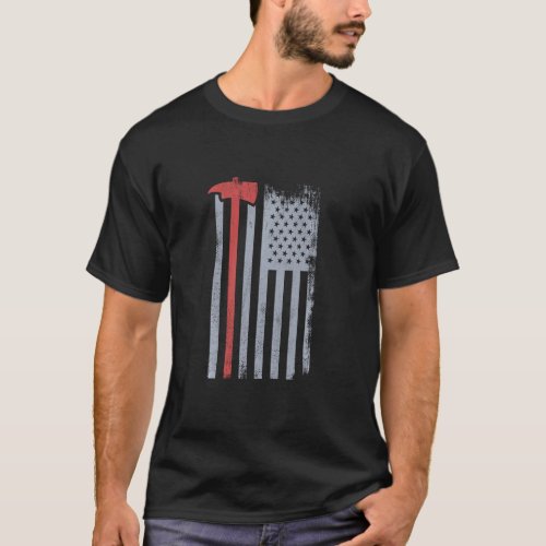 Thin Red Line Redline American Flag Red Axe Firefi T_Shirt