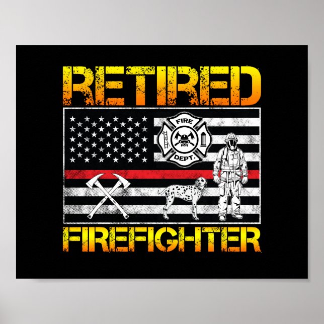 Thin Red Line Retired Firefighter Retirement Poster (Front)