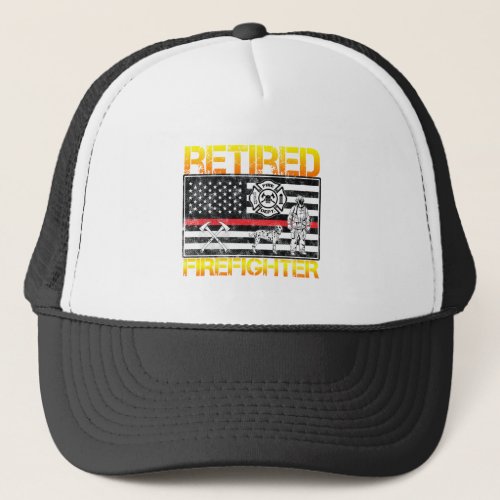 Thin Red Line Retired Firefighter Retirement Trucker Hat