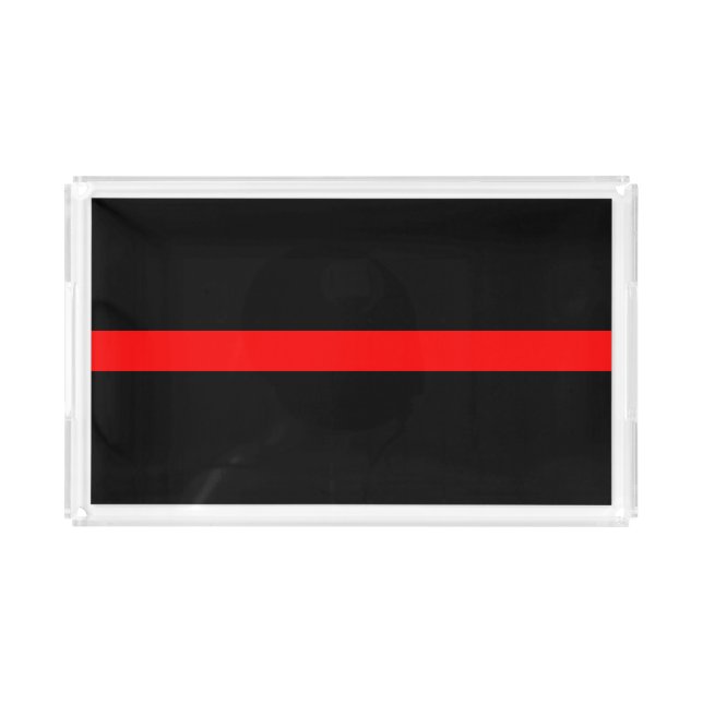 Thin Red Line Symbolic Memorial on a Acrylic Tray (Front)