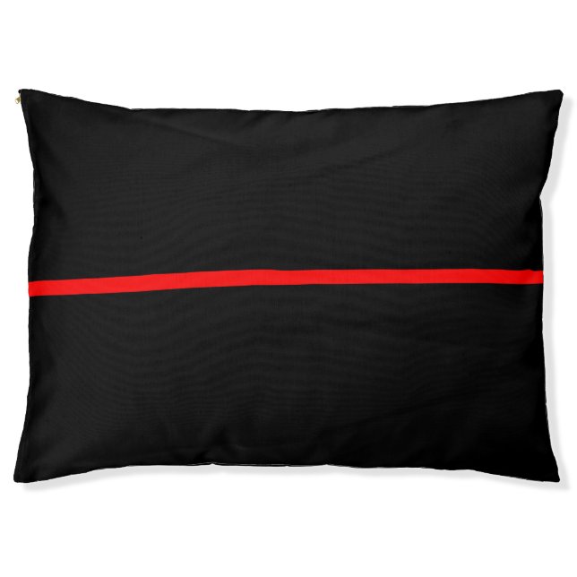 Thin Red Line Symbolic Memorial on a Pet Bed (Front)