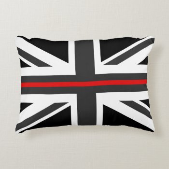 Thin Red Line Uk Flag Accent Pillow by JerryLambert at Zazzle