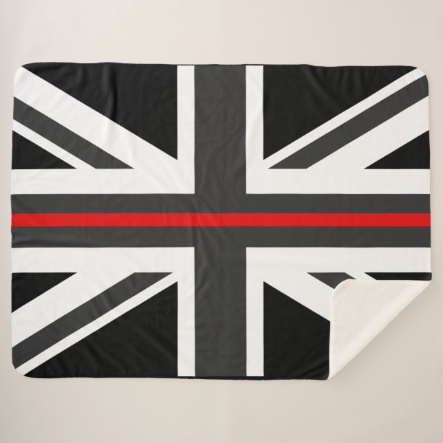 Thin Red Line UK Flag Sherpa Blanket (Front (Horizontal))