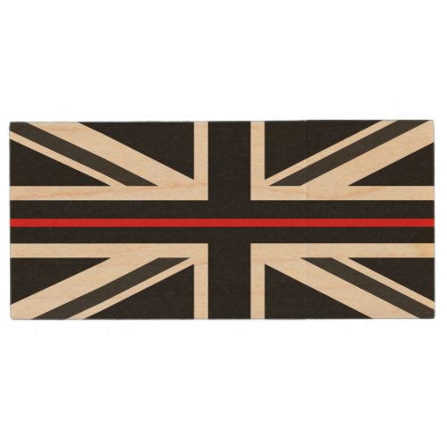Thin Red Line UK Flag Wood USB Flash Drive