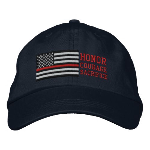 Thin Red Line US Flag Honor Courage Sacrifice Embroidered Baseball Cap