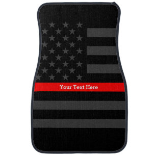 Thin Red Line US Flag Personalized Graphic Accent Car Mat