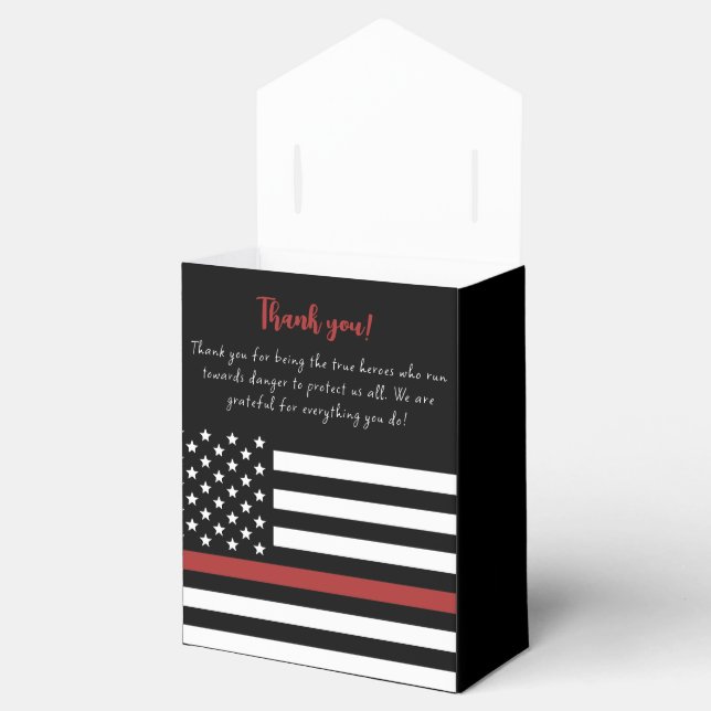 Thin Red Line USA Flag Firefighter Appreciation Favor Boxes (Opened)