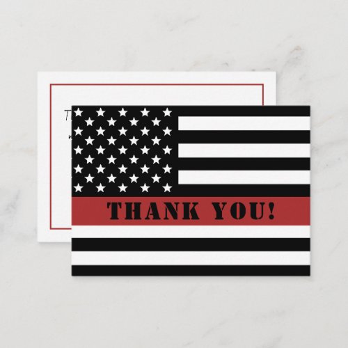 Thin Red Line USA Flag Firefighter Appreciation Note Card