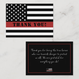 Thin Red Line USA Flag Firefighter Appreciation Note Card
