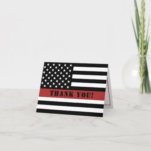 Thin Red Line USA Flag Firefighter Appreciation Thank You Card