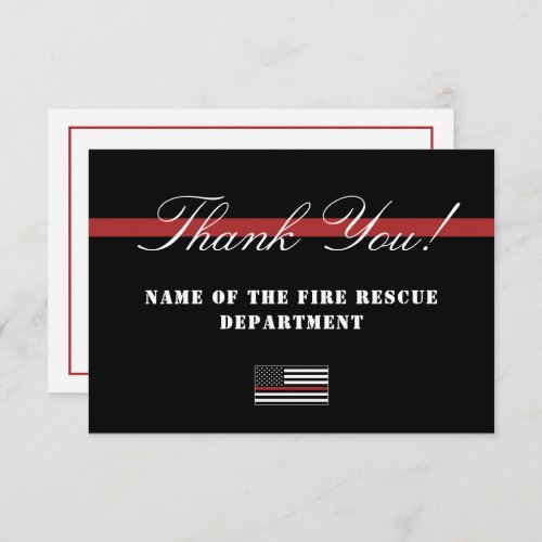 Thin Red Line USA Flag Firefighter Appreciation Thank You Card