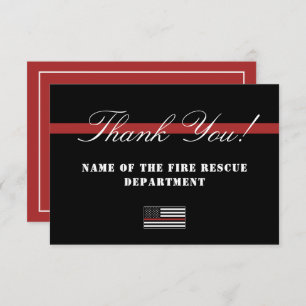 Thin Red Line USA Flag Firefighter Appreciation Thank You Card