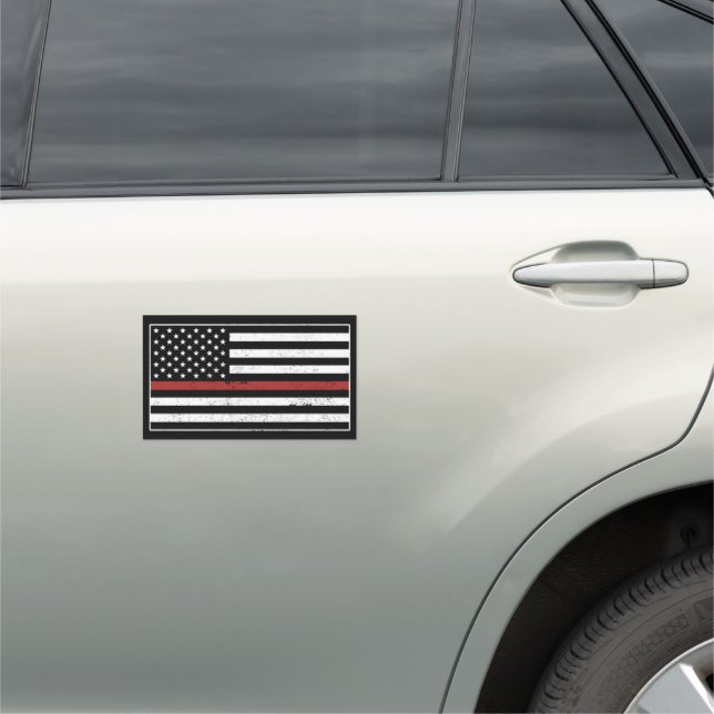 Thin Red Line USA Flag Firefighter Fire Department Car Magnet (In Situ)