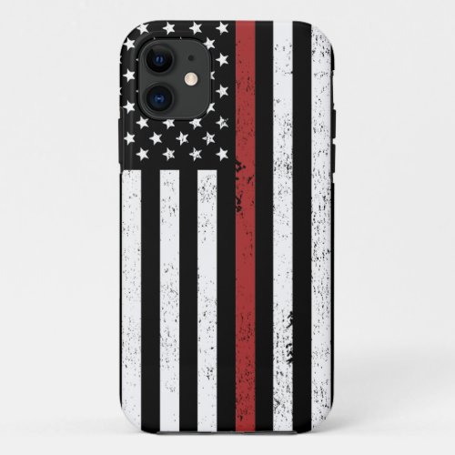 Thin Red Line USA Flag Firefighter Fire Department iPhone 11 Case
