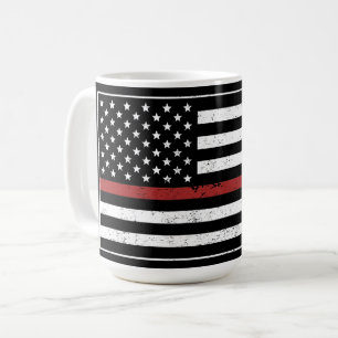 Thin Red Line USA Flag Firefighter Fire Department Coffee Mug
