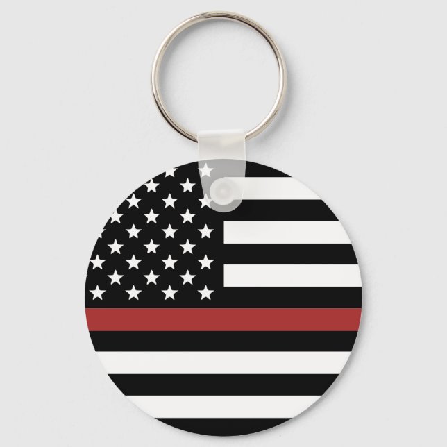 Thin Red Line USA Flag Firefighter Fire Department Keychain (Front)