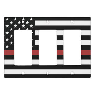 Thin Red Line USA Flag Firefighter Fire Department Light Switch Cover
