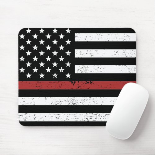 Thin Red Line USA Flag Firefighter Fire Department Mouse Pad