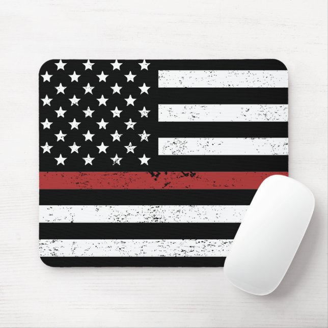 Thin Red Line USA Flag Firefighter Fire Department Mouse Pad (With Mouse)