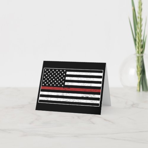 Thin Red Line USA Flag Firefighter Fire Department Thank You Card