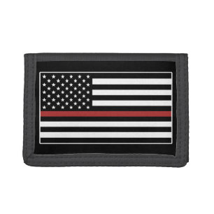 Thin Red Line USA Flag Firefighter Fire Department Tri-fold Wallet