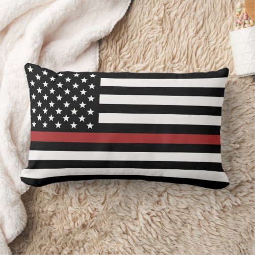Thin Red Line USA Flag Firefighter Fireman Lumbar Pillow
