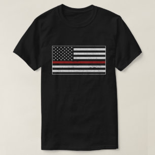 Thin Red Line USA Flag Firefighter Proud Mom Wife T-Shirt