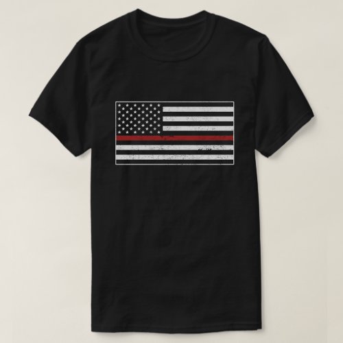 Thin Red Line USA Flag Firefighter Proud Mom Wife T_Shirt