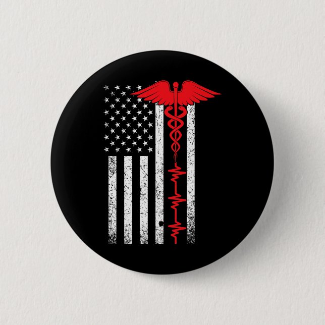 Thin Red Line Usa Flag Nurse  Button (Front)