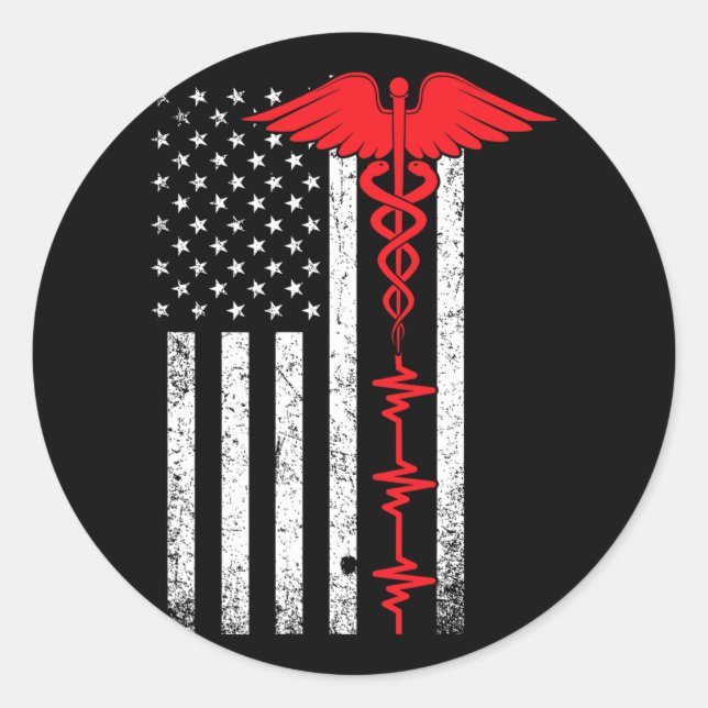Thin Red Line Usa Flag Nurse  Classic Round Sticker (Front)