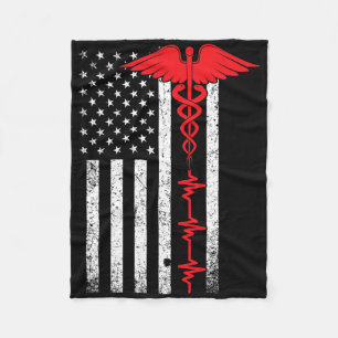 Thin Red Line Usa Flag Nurse Fleece Blanket