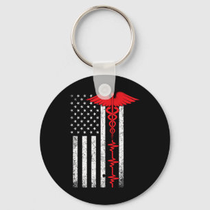 Thin Red Line Usa Flag Nurse Keychain