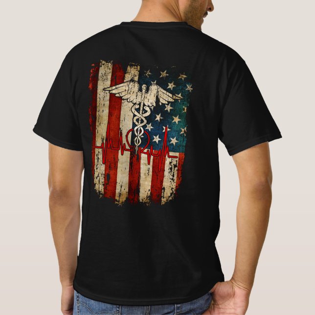 Thin Red Line USA Flag Nurse T-Shirt (Back)