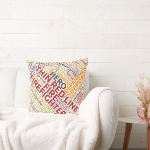Thin Red Line Word Cloud Throw Pillow