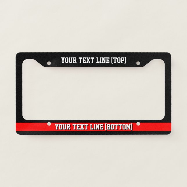 Thin Red Line Your Text on a License Plate Frame (Front)