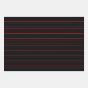 Thin Red Stripes on Black Party or Christmas Wrapping Paper Sheets