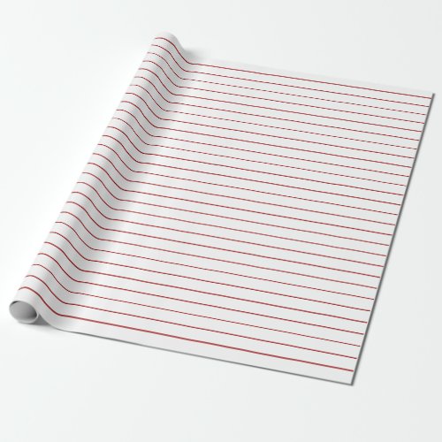 Thin Red Stripes on White Party or Christmas Wrapping Paper