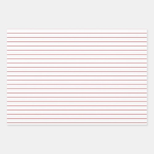 Thin Red Stripes on White Party or Christmas Wrapping Paper Sheets