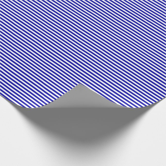 Thin Royal Blue and White Stripes Wrapping Paper (Corner)