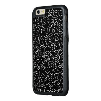 Thin Scrolling White Curves on Black OtterBox iPhone 6/6s Plus Case