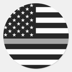 Thin Silver Line American Flag Classic Round Sticker
