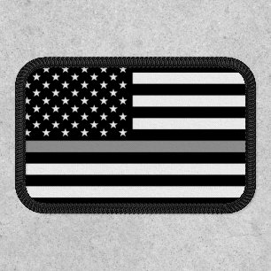 Thin Silver Line American Flag Patch
