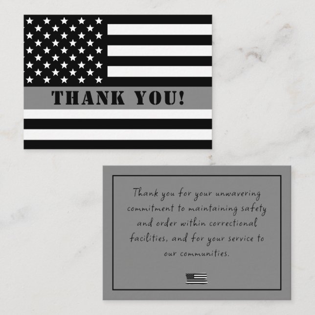 Thin Silver Line Corrections Officer Appreciation Note Card (Front/Back)