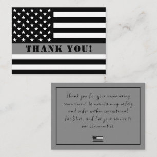 Thin Silver Line Corrections Officer Appreciation Note Card