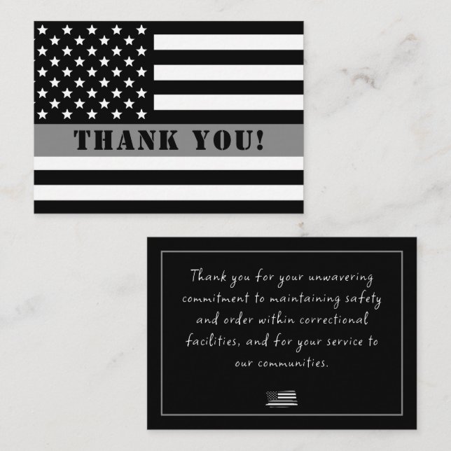 Thin Silver Line Corrections Officer Appreciation Note Card (Front/Back)