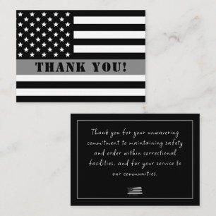 Thin Silver Line Corrections Officer Appreciation Note Card