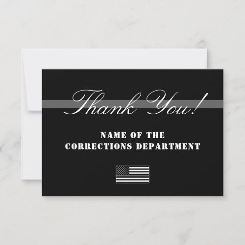 Thin Silver Line Corrections Officer Thank You Card