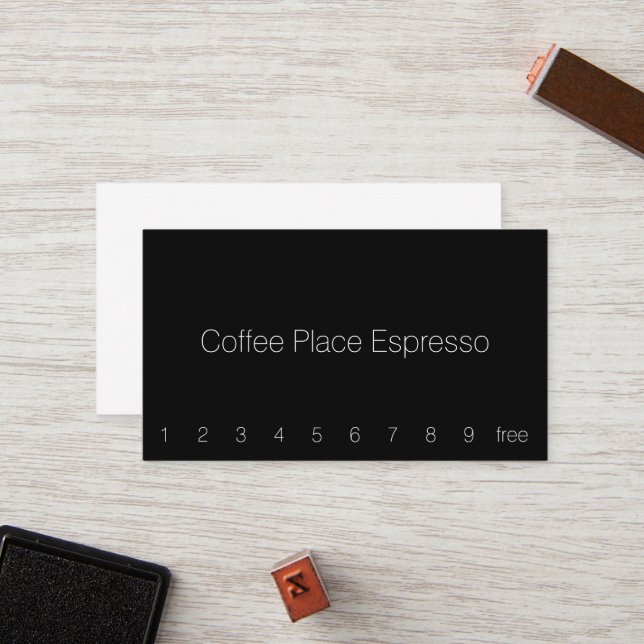 Thin Simple Dark Loyalty Coffee Punch-Card Card (Front/Back In Situ)