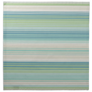 Thin Stripes, Aqua, Green, Blue, Sand Coastal Cloth Napkin